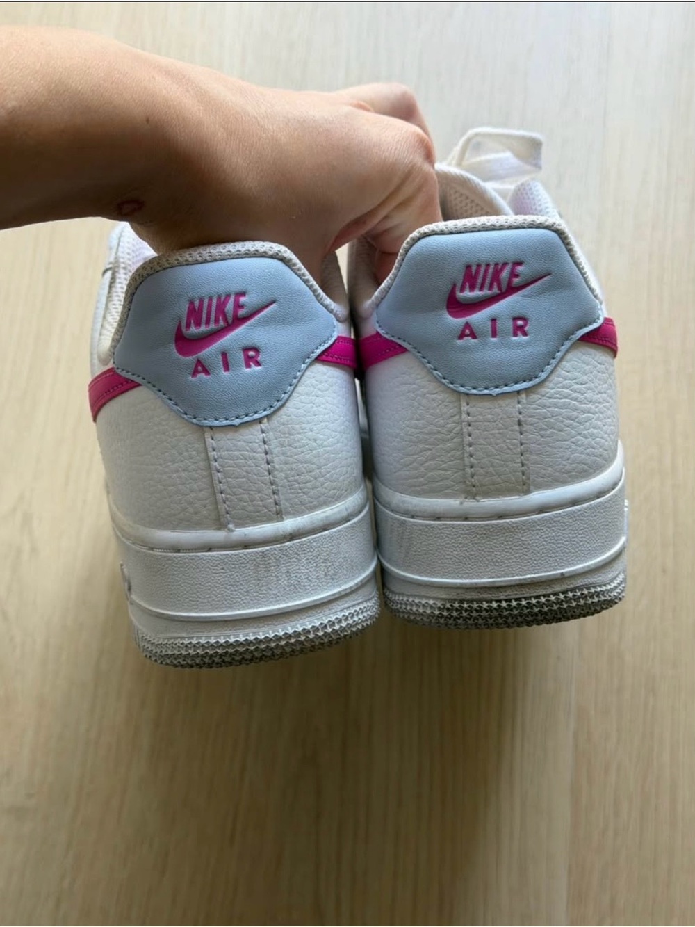 Nike AF1 White Sneakers with Pink Logo Detail - Picture 3 of 6